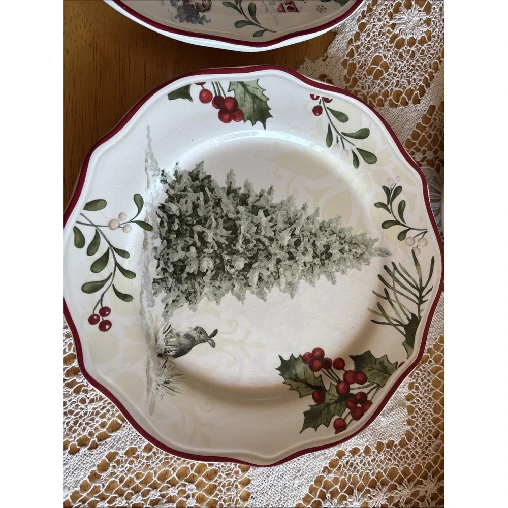 BHG Heritage Winter Forest Salad Plates | 8.75 in | Set of 6 Read Discription